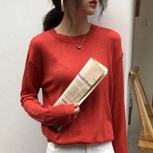 Long Sleeve Plain Knit Top